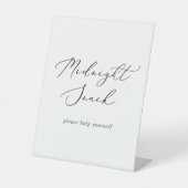 Fijne Zwarte Kalligrafie Bruiloft Midnight Snack Reclamebord Met Voetstuk (Voorkant)