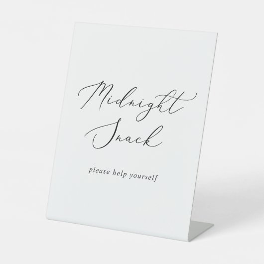 Fijne Zwarte Kalligrafie Bruiloft Midnight Snack Reclamebord Met Voetstuk (Voorkant)