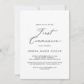 Fijne zwarte kalligrafie Eerste Communie Kaart (Voorkant)