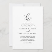 Fijne zwarte kalligrafie Formele monogram bruiloft Kaart (Voorkant)