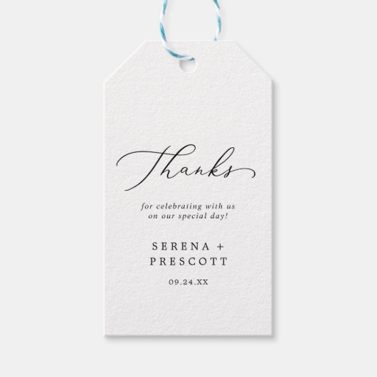 Fijne zwarte kalligrafie Hartelijk dank Cadeaulabel (Voorkant)
