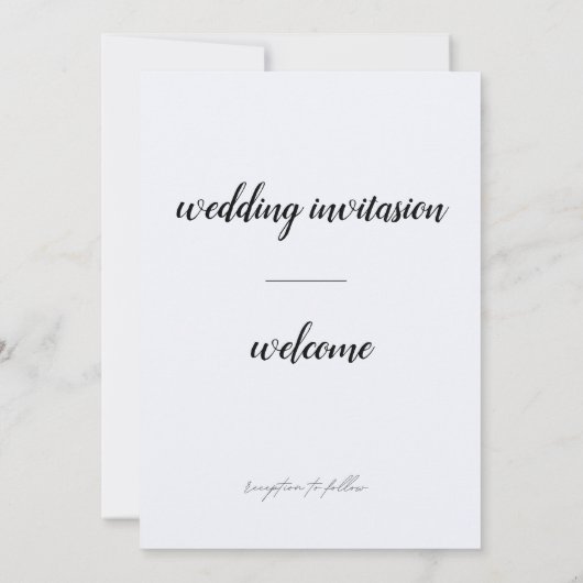 Fijne zwarte kalligrafie in één bruiloft, inclusie kaart (Achterkant)