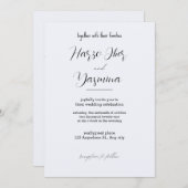 Fijne zwarte kalligrafie in één bruiloft, inclusie kaart (Voorkant / Achterkant)