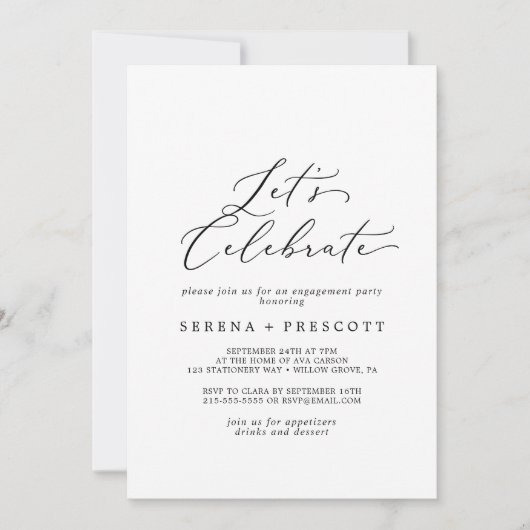 Fijne zwarte kalligrafie Laten we vieren Kaart (Voorkant)