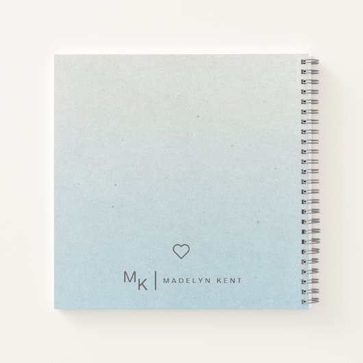 Fijngevoelig Script Gradient Blue Gepersonaliseerd Notitieboek (Achterkant)