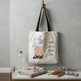 Fijngevoeligheid evenwichtige blik bubble tea stij tote bag