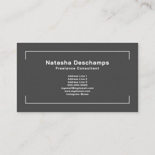 Fijngevoerd vierkant, minimalistisch zwart Visitek Visitekaartje (Achterkant)