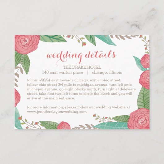 Fijnse Florals Wedding Enclosure Card Informatiekaartje (Voorkant)