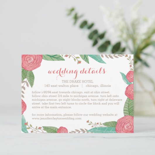 Fijnse Florals Wedding Enclosure Card Informatiekaartje (Staand voorkant)