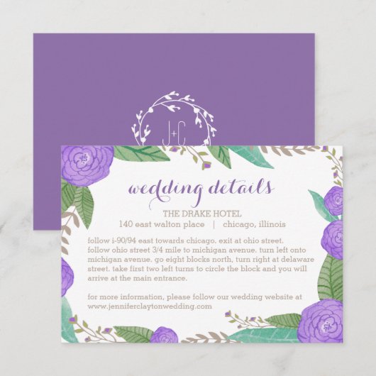 Fijnse Florals Wedding Enclosure Card Informatiekaartje (Voorkant / Achterkant)