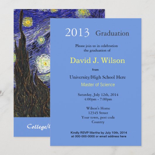 Fijnse Sterrennacht graduatie party Kaart (Voorkant / Achterkant)