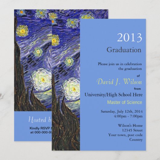 Fijnse Sterrennacht graduatie party Kaart (Voorkant / Achterkant)