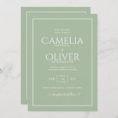 Fijnste Licht Salie Appelgroen MONOCHROOM Huwelijk Kaart (Voorkant / Achterkant)