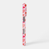 Fijnt Roze Hartpatroon & Monogram Wit Hart iPhone Hoesje (Rechterkant)