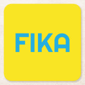 FIKA Bold Geel en Blauw Kartonnen Onderzetters (Voorkant)