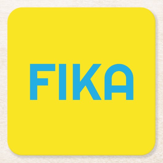 FIKA Bold Geel en Blauw Kartonnen Onderzetters (Voorkant)