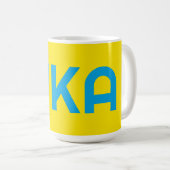 FIKA Bold Geel en Blauw Koffiemok (Voorkant rechts)