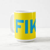 FIKA Bold Geel en Blauw Koffiemok (Voorkant links)