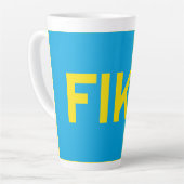 FIKA Bold Geel en Blauw Latte Mok (Linkerhoek)