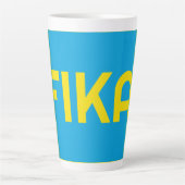 FIKA Bold Geel en Blauw Latte Mok (Voorkant)