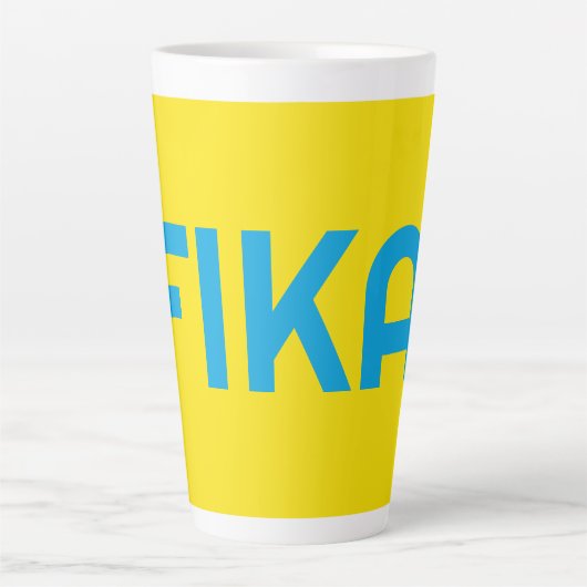 FIKA Bold Geel en Blauw Latte Mok (Voorkant)