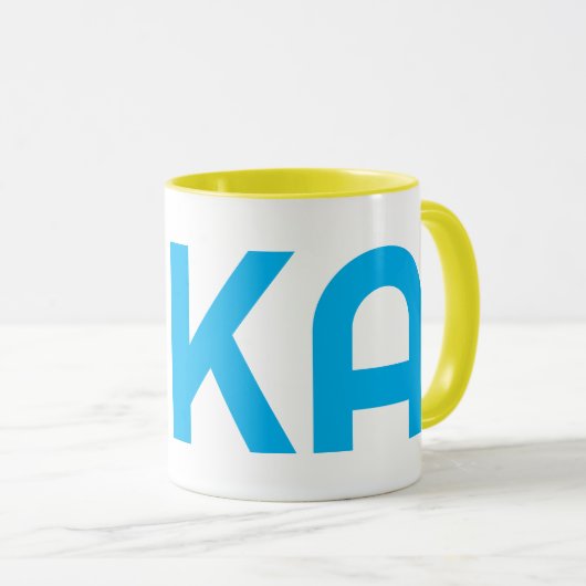 FIKA Bold Geel en Blauw Mok (Voorkant rechts)