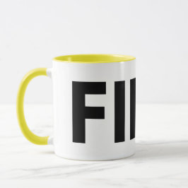 FIKA Bold Yellow, zwarte en witte Mok