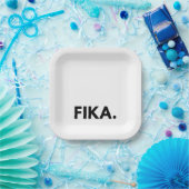 Fika Bold Zwart-Wit Sans Serif Papieren Bordje (Feest)