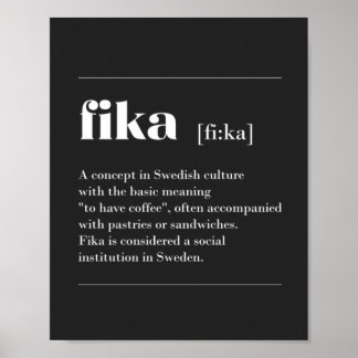 Fika definieert de koffiepauze van de Zweedse T-Sh Poster
