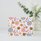 Fika, kist met vriend feestdagenkaart (Staand voorkant)