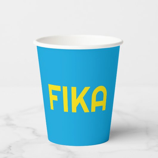  FIKA Vet Geel en Blauw Papieren Bekers (Voorkant)