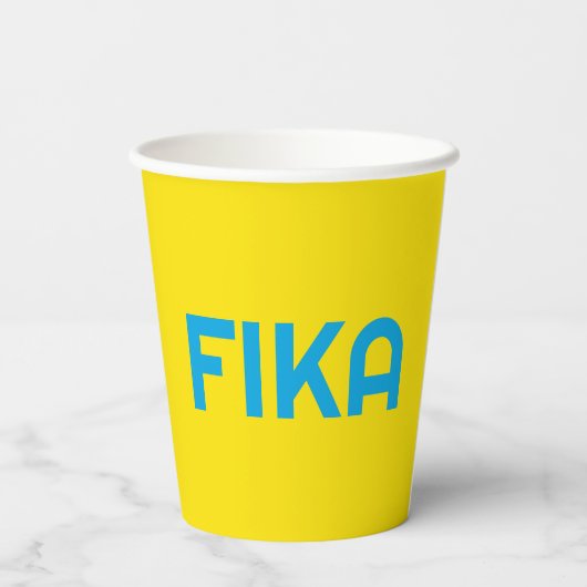 FIKA Vet Geel en Blauw Papieren Bekers (Achterkant)