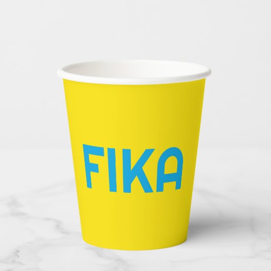 FIKA Vet Geel en Blauw Papieren Bekers (Voorkant)