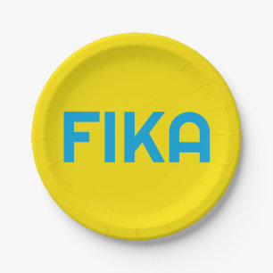FIKA Vet Geel en Blauw Papieren Bordje