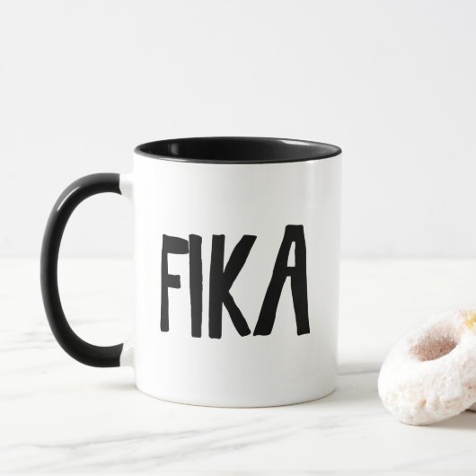 Fika Zweden zweedse koffiepauze Mok (Met donut)