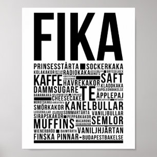 Fika zweedse koffiesnoep Typografie Poster