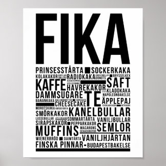 Fika zweedse koffiesnoep Typografie Poster