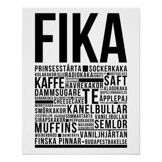 Fika zweedse koffiesnoep Typografie Poster (Voorkant)