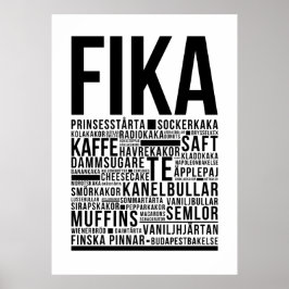Fika zweedse koffiesnoep Typografie Poster