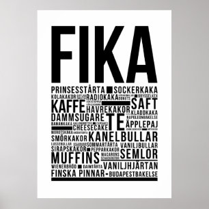 Fika zweedse koffiesnoep Typografie Poster