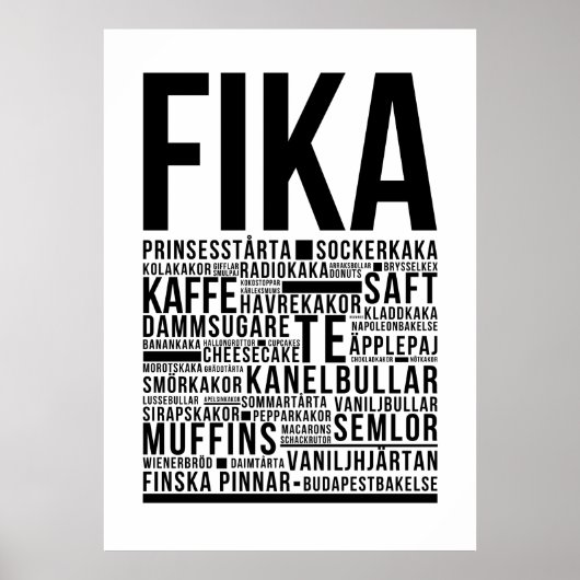 Fika zweedse koffiesnoep Typografie Poster (Voorkant)