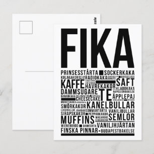 Fika zweedse koffiesnoep Typografie Poster Briefkaart