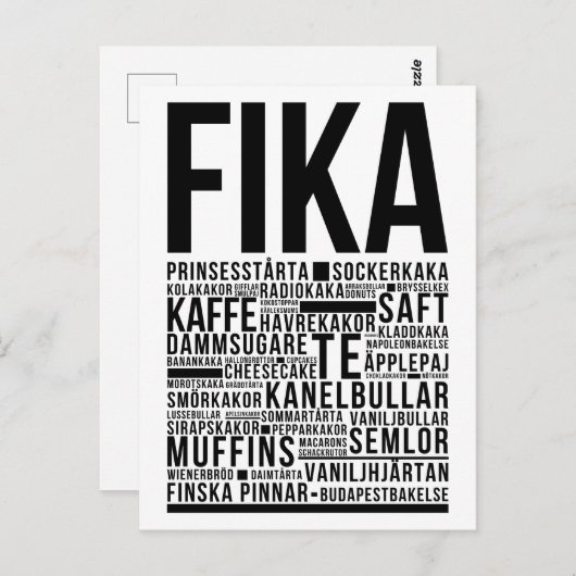 Fika zweedse koffiesnoep Typografie Poster Briefkaart (Voorkant / Achterkant)