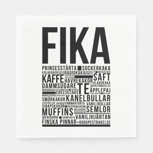 Fika zweedse koffiesnoep Typografie Poster Servet (Voorkant)