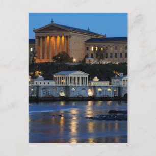 Filadelphia Art Museum en Fairmount Water Works Briefkaart