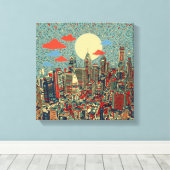 filadelphia skyline canvas afdruk (Insitu (Houten vloer))