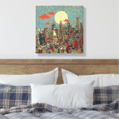 filadelphia skyline canvas afdruk (Insitu (Slaapkamer))