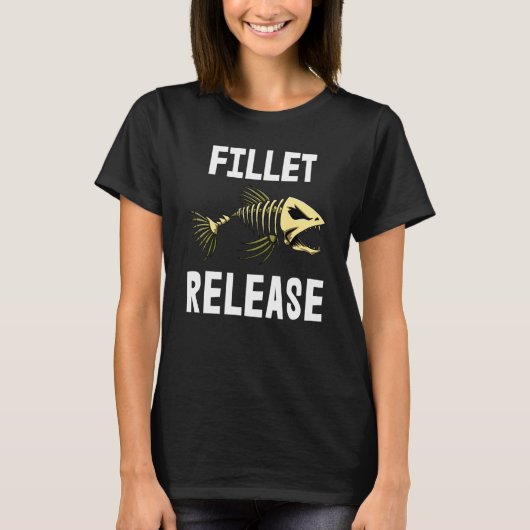 Fileer Vrijgave Tee Skelet Vis Bot Tees Scherpe Ta (Voorkant)