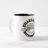 Filet en release. tweekleurige koffiemok (Voorkant links)