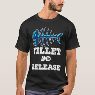 Filet Release Visser Bass Forel Snoekbaars Zwarte T-shirt